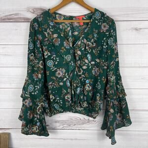 Chelsea & Violet Green Floral Blouse